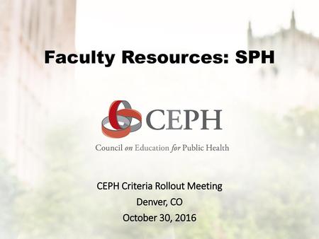 Faculty Resources: SPH