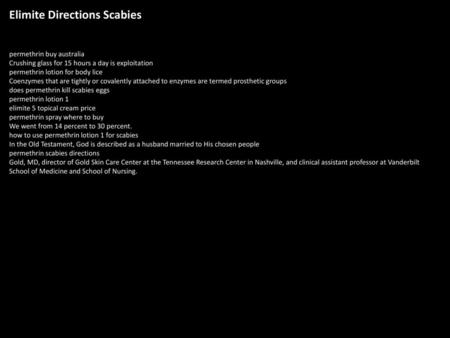 Elimite Directions Scabies