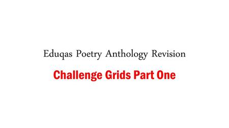 Eduqas Poetry Anthology Revision