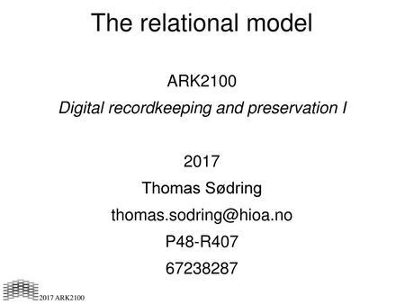 Digital recordkeeping and preservation I