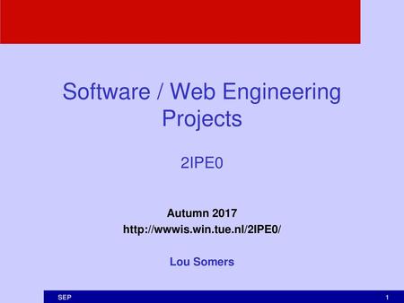 Software / Web Engineering Projects 2IPE0