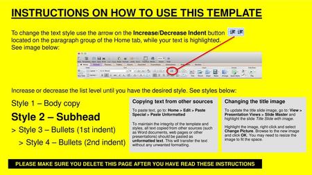 Instructions on How to use this template
