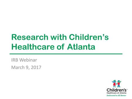 Research with Children’s Healthcare of Atlanta