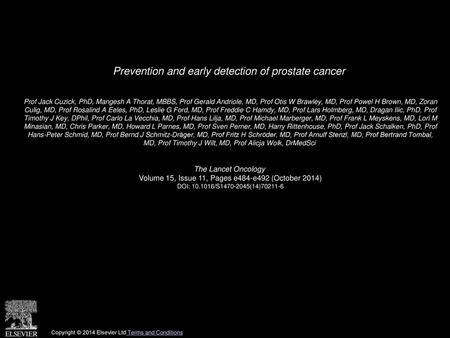 Prevention and early detection of prostate cancer