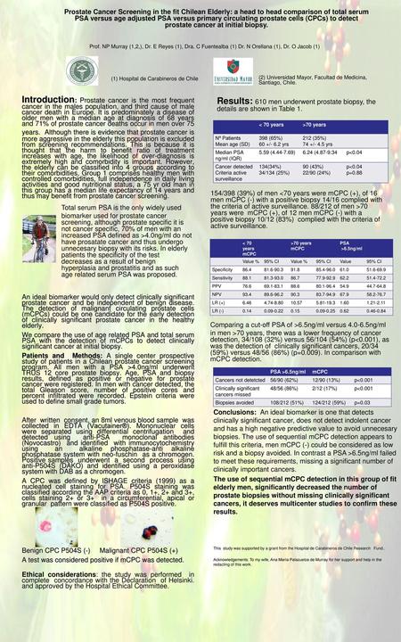 Prostate Cancer Screening in the fit Chilean Elderly: a head to head comparison of total serum PSA versus age adjusted PSA versus primary circulating prostate.