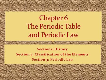 Chapter 6 The Periodic Table and Periodic Law