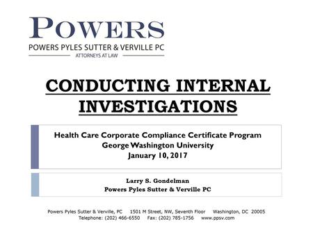 CONDUCTING INTERNAL INVESTIGATIONS