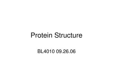 Protein Structure BL4010 09.26.06.