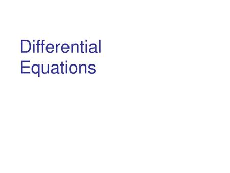 Differential Equations