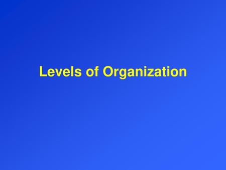 Levels of Organization