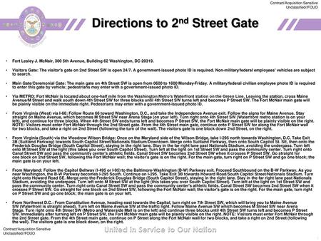 Directions to 2nd Street Gate