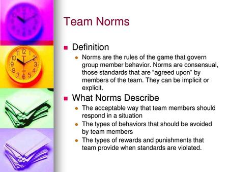 Team Norms Definition What Norms Describe