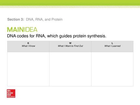 Section 3: DNA, RNA, and Protein