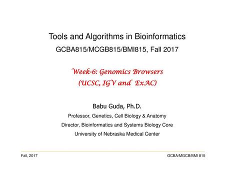 Week-6: Genomics Browsers