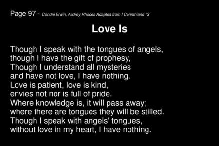 Love Is Though I speak with the tongues of angels,