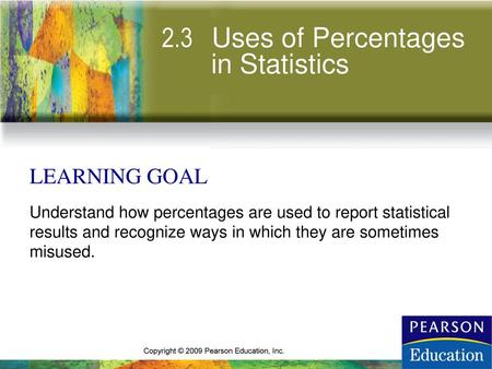 2.3 Uses of Percentages in Statistics