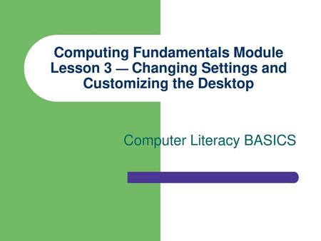 Computer Literacy BASICS