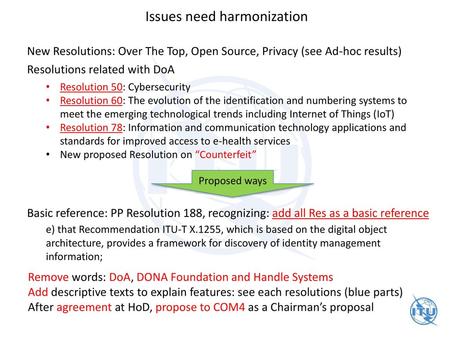 Issues need harmonization