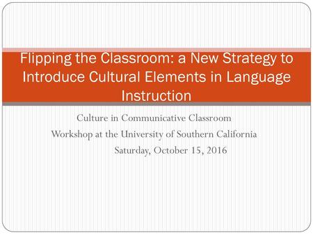 Culture in Communicative Classroom