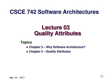 Lecture 03 Quality Attributes