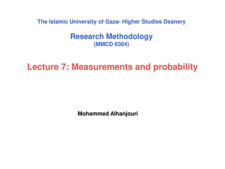 Lecture 7: Measurements and probability