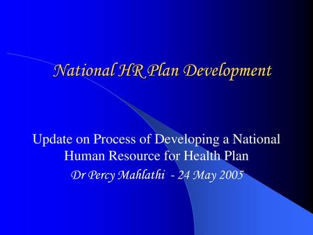 National HR Plan Development