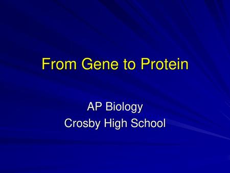 AP Biology Crosby High School