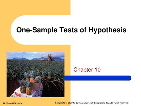 One-Sample Tests of Hypothesis