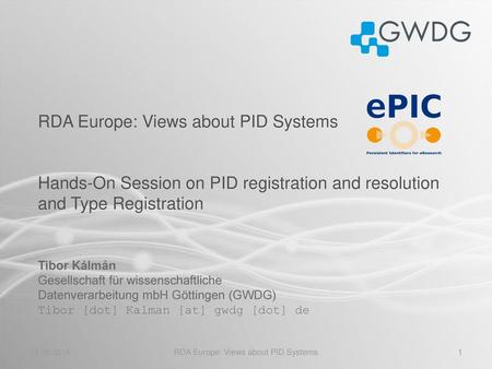 RDA Europe: Views about PID Systems