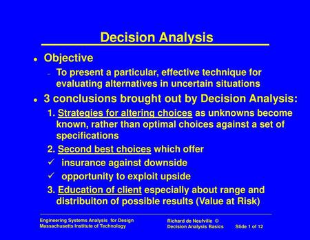 Decision Analysis Objective