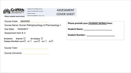 ASSESSMENT COVER SHEET