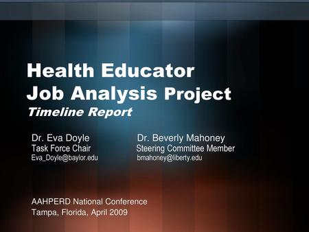 Health Educator Job Analysis Project Timeline Report