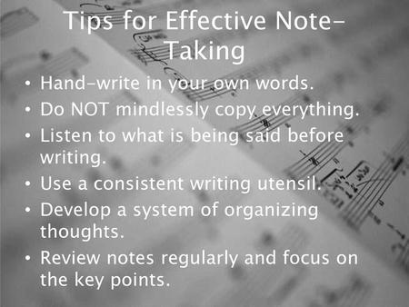 Tips for Effective Note-Taking