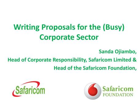 Writing Proposals for the (Busy) Corporate Sector