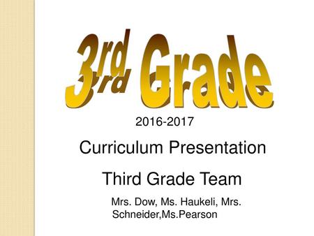 Curriculum Presentation Third Grade Team