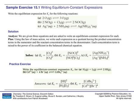 Sample Exercise 15.1 Writing Equilibrium-Constant Expressions