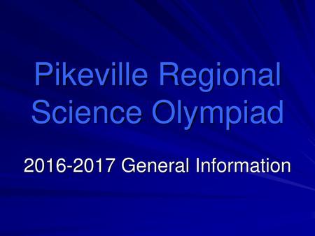 Pikeville Regional Science Olympiad General Information