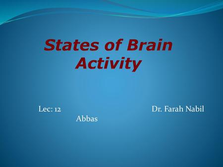 States of Brain Activity