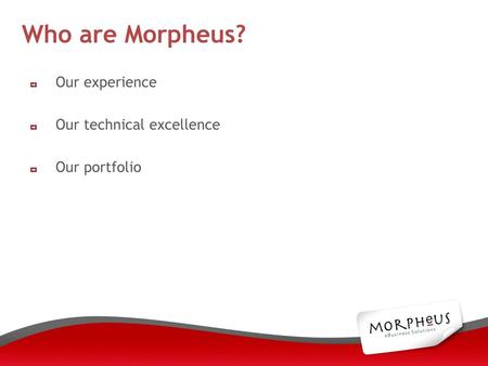 Who are Morpheus? Our experience Our technical excellence