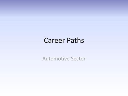 Career Paths Automotive Sector.