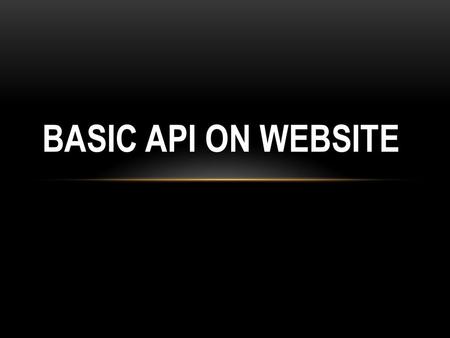 BASIC API ON WEBSITE.