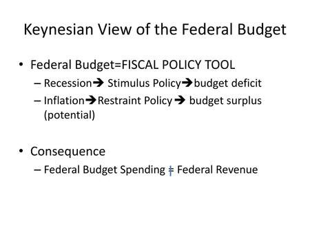 Keynesian View of the Federal Budget