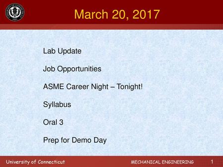 March 20, 2017 Lab Update Job Opportunities