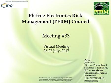 Pb-free Electronics Risk Management (PERM) Council