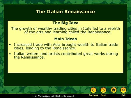 The Italian Renaissance