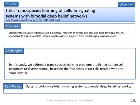 SUNY Korea BioData Mining Lab - Journal Review