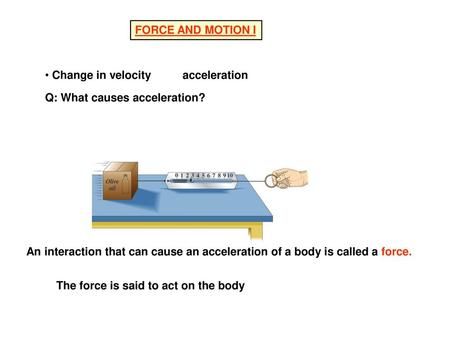 FORCE AND MOTION I Change in velocity acceleration