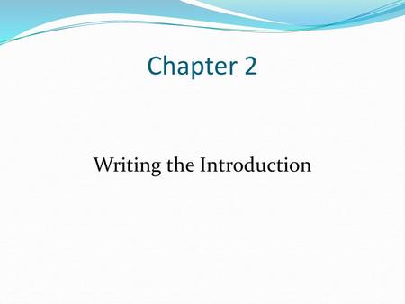 Writing the Introduction