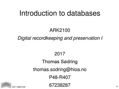 Introduction to databases