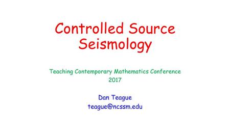 Controlled Source Seismology